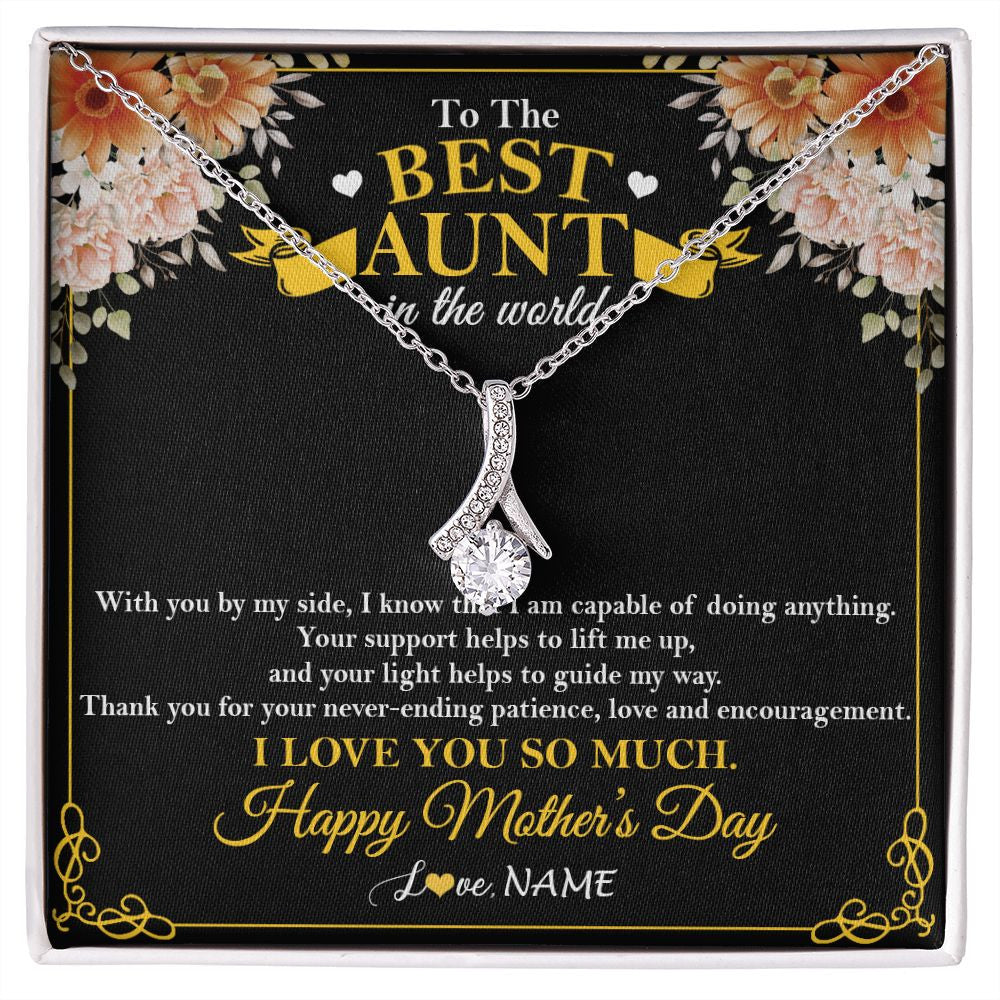 Alluring Beauty Necklace | Personalized To The Best Aunt In The World Necklace From Niece NephewThank You I Love You So Much Aunt Happy Mothers Day Customized Gift Box Message Card | teecentury