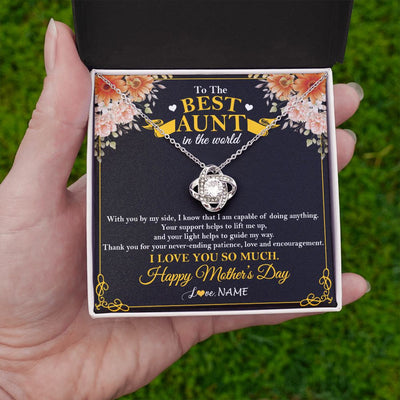 Love Knot Necklace | Personalized To The Best Aunt In The World Necklace From Niece NephewThank You I Love You So Much Aunt Happy Mothers Day Customized Gift Box Message Card | teecentury