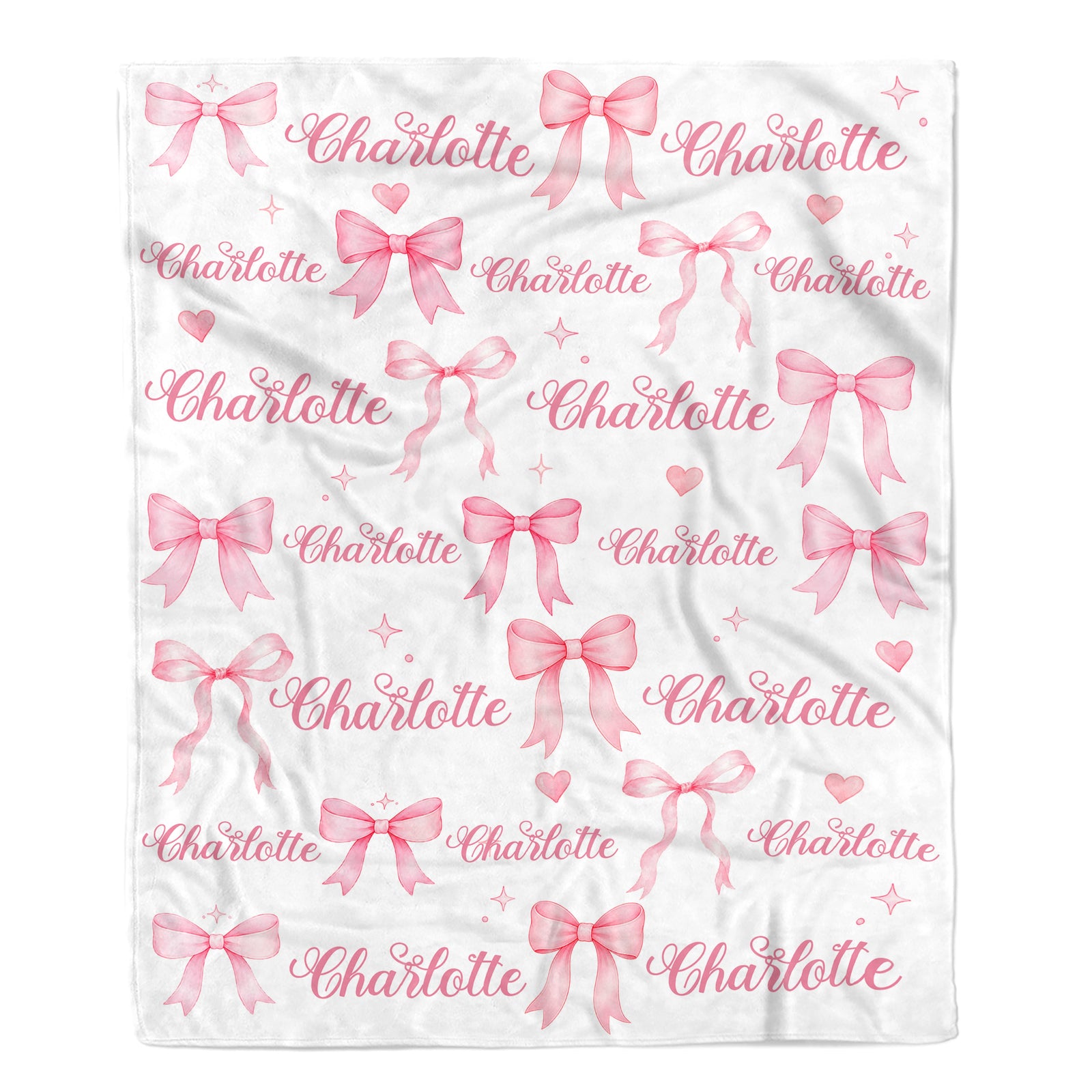 Personalized Watercolor Pink Coquette Bow Blanket Custom Baby Girl Name Family Gift For Daughter Granddaughter Newborn Kids Birthday Gifts Fleece Throw Blanket Shirt & Hoodie | teecentury