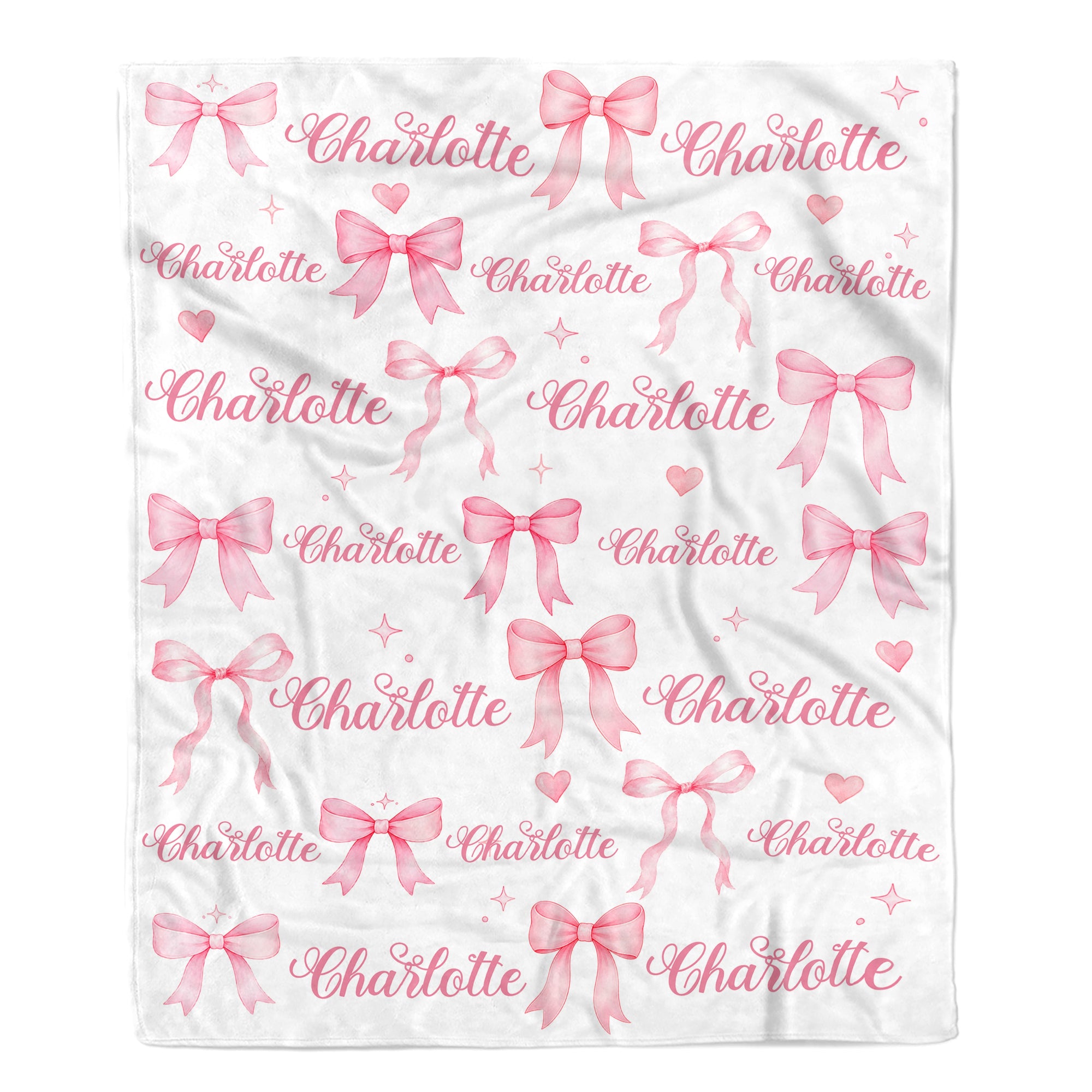 Personalized Watercolor Pink Coquette Bow Blanket Custom Baby Girl Name Family Gift For Daughter Granddaughter Newborn Kids Birthday Gifts Fleece Throw Blanket Shirt & Hoodie | teecentury