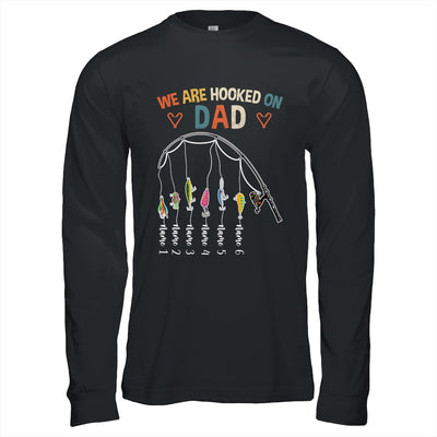 Personalized We Are Hooked On Dad Fishing Custom Kids Name Fathers Day For Men Birthday Christmas Shirt & Hoodie | teecentury