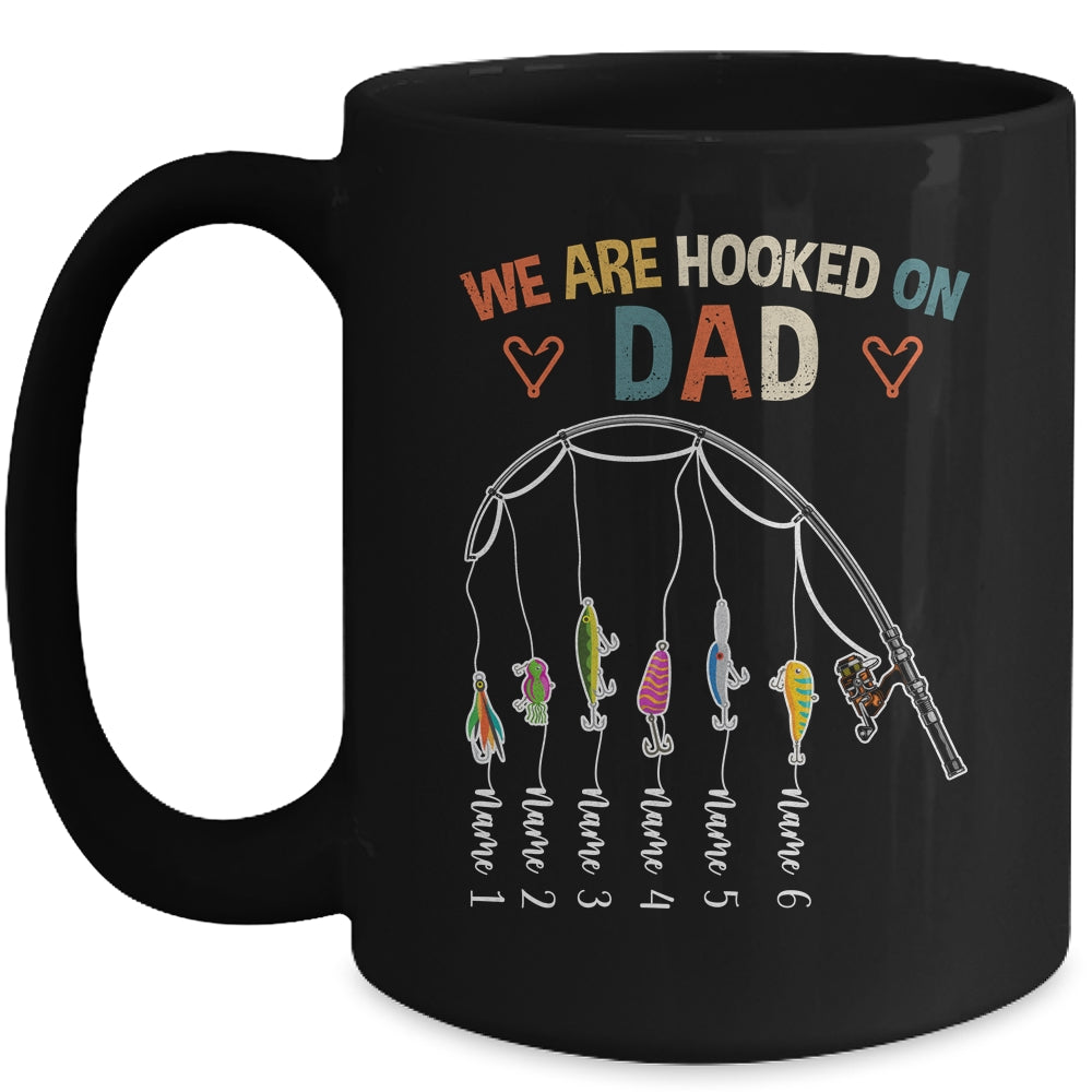 Personalized We Are Hooked On Dad Fishing Custom Kids Name Fathers Day For Men Birthday Christmas Mug | teecentury