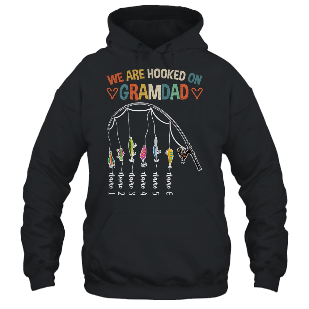 Personalized We Are Hooked On Grandad Fishing Custom Grandkids Name Fathers Day For Men Birthday Christmas Shirt & Hoodie | teecentury