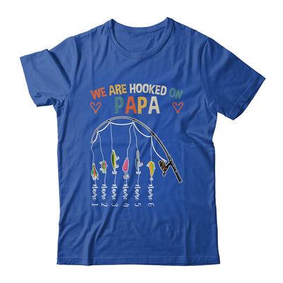 Personalized We Are Hooked On Papa Fishing Custom Grandkids Name Fathers Day For Men Birthday Christmas Shirt & Hoodie | teecentury