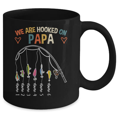 Personalized We Are Hooked On Papa Fishing Custom Grandkids Name Fathers Day For Men Birthday Christmas Mug | teecentury