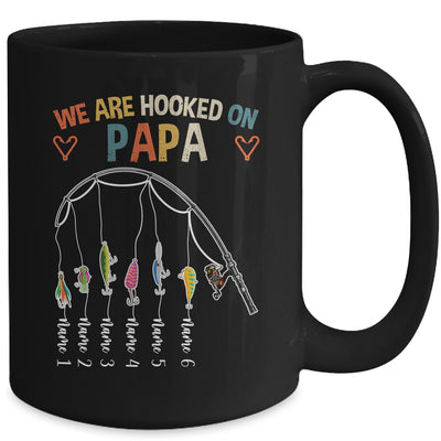 Personalized We Are Hooked On Papa Fishing Custom Grandkids Name Fathers Day For Men Birthday Christmas Mug | teecentury