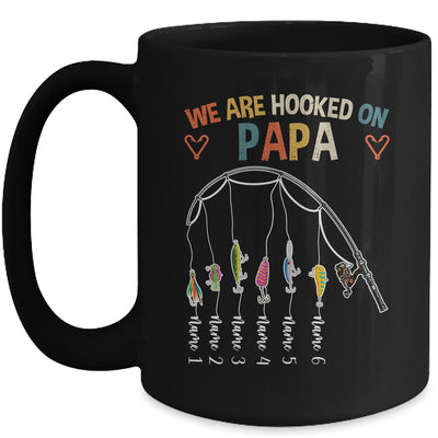 Personalized We Are Hooked On Papa Fishing Custom Grandkids Name Fathers Day For Men Birthday Christmas Mug | teecentury