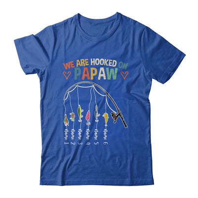 Personalized We Are Hooked On Papaw Fishing Custom Grandkids Name Fathers Day For Men Birthday Christmas Shirt & Hoodie | teecentury