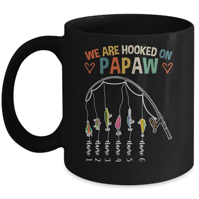 Personalized We Are Hooked On Papaw Fishing Custom Grandkids Name Fathers Day For Men Birthday Christmas Mug | teecentury