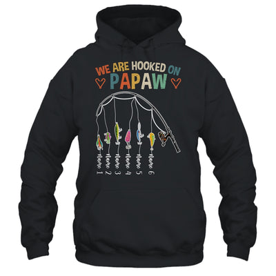 Personalized We Are Hooked On Papaw Fishing Custom Grandkids Name Fathers Day For Men Birthday Christmas Shirt & Hoodie | teecentury