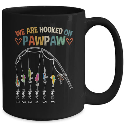 Personalized We Are Hooked On Pawpaw Fishing Custom Grandkids Name Fathers Day For Men Birthday Christmas Mug | teecentury