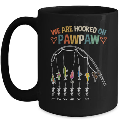 Personalized We Are Hooked On Pawpaw Fishing Custom Grandkids Name Fathers Day For Men Birthday Christmas Mug | teecentury