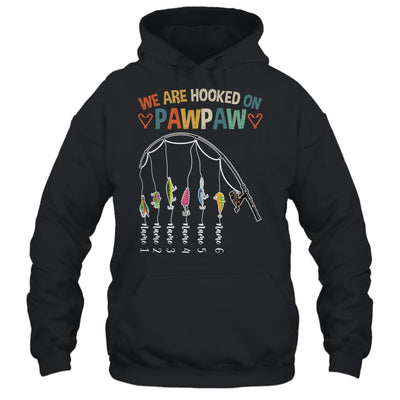 Personalized We Are Hooked On Pawpaw Fishing Custom Grandkids Name Fathers Day For Men Birthday Christmas Shirt & Hoodie | teecentury