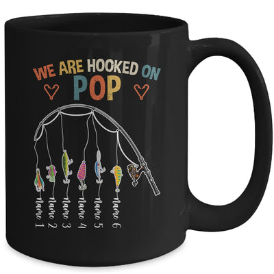 Personalized We Are Hooked On Pop Fishing Custom Grandkids Name Fathers Day For Men Birthday Christmas Mug | teecentury