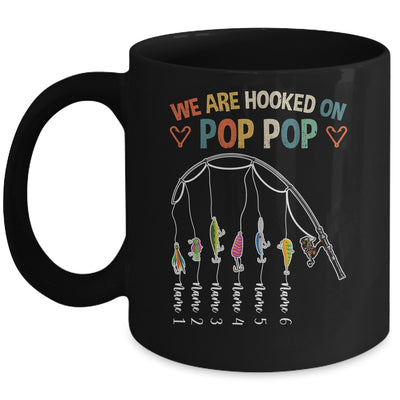 Personalized We Are Hooked On Pop Pop Fishing Custom Grandkids Name Fathers Day For Men Birthday Christmas Mug | teecentury