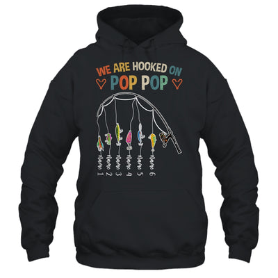 Personalized We Are Hooked On Pop Pop Fishing Custom Grandkids Name Fathers Day For Men Birthday Christmas Shirt & Hoodie | teecentury