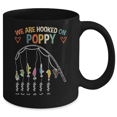 Personalized We Are Hooked On Poppy Fishing Custom Grandkids Name Fathers Day For Men Birthday Christmas Mug | teecentury