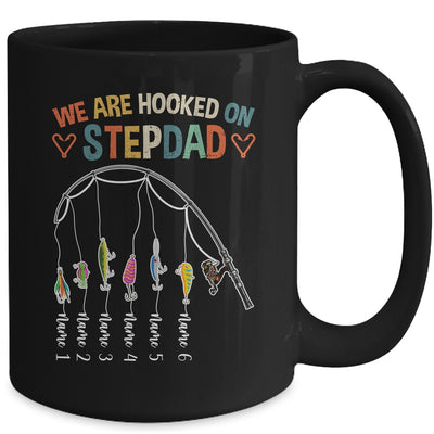 Personalized We Are Hooked On Stepdad Fishing Custom Kids Name Fathers Day For Men Birthday Christmas Mug | teecentury