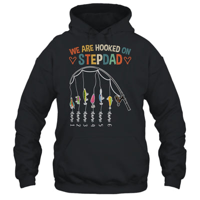 Personalized We Are Hooked On Stepdad Fishing Custom Kids Name Fathers Day For Men Birthday Christmas Shirt & Hoodie | teecentury