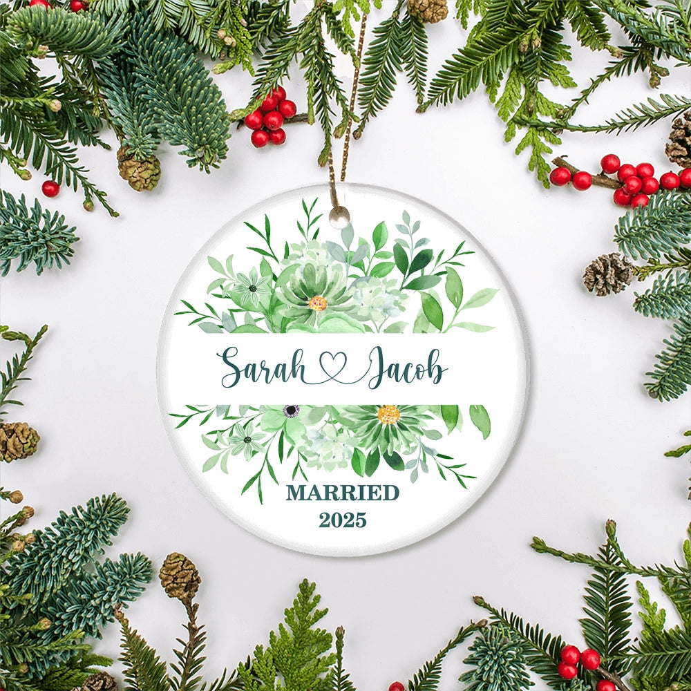 Personalized Wedding Ornament First Christmas Wedding Newlywed Couple First Married Custom Name Decoration (22) Customized Christmas Tree Ornament | teecentury