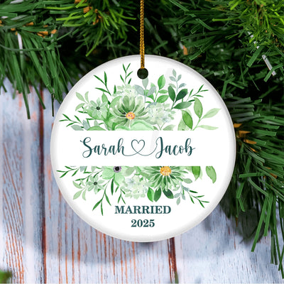 Personalized Wedding Ornament First Christmas Wedding Newlywed Couple First Married Custom Name Decoration (22) Customized Christmas Tree Ornament | teecentury