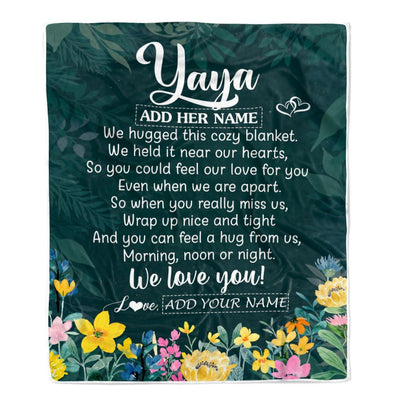 Personalized Yaya Blanket From Kids Floral Green We Love You Yaya Birthday Gifts Mothers Day Christmas Thanksgiving Customized Fleece Throw Blanket | teecentury