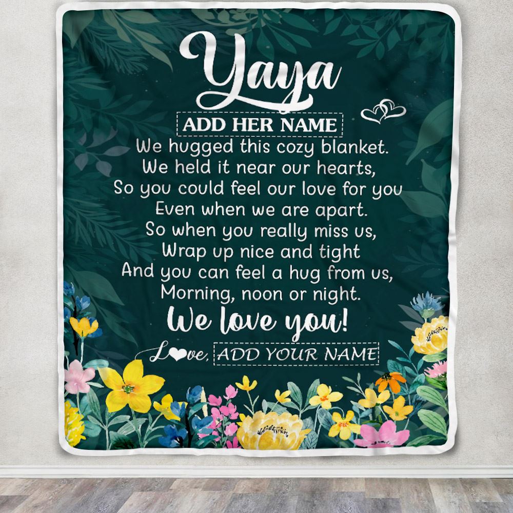 Personalized Yaya Blanket From Kids Floral Green We Love You Yaya Birthday Gifts Mothers Day Christmas Thanksgiving Customized Fleece Throw Blanket | teecentury