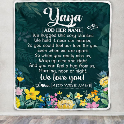 Personalized Yaya Blanket From Kids Floral Green We Love You Yaya Birthday Gifts Mothers Day Christmas Thanksgiving Customized Fleece Throw Blanket | teecentury