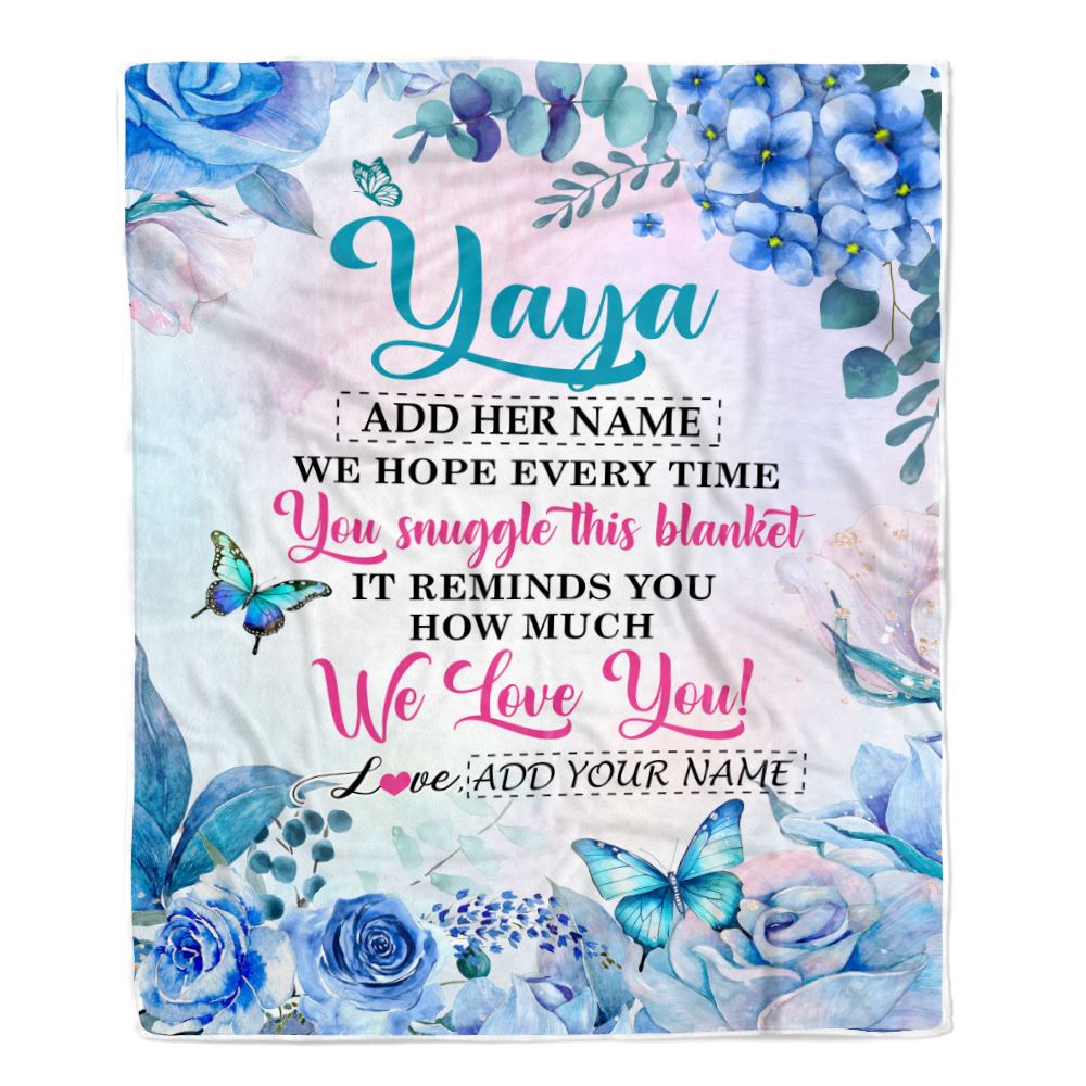 Personalized Yaya Blanket From Kids Floral Print We Love You Yaya Birthday Gifts Mothers Day Christmas Thanksgiving Customized Fleece Throw Blanket | teecentury