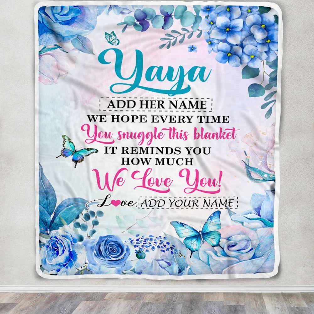 Personalized Yaya Blanket From Kids Floral Print We Love You Yaya Birthday Gifts Mothers Day Christmas Thanksgiving Customized Fleece Throw Blanket | teecentury