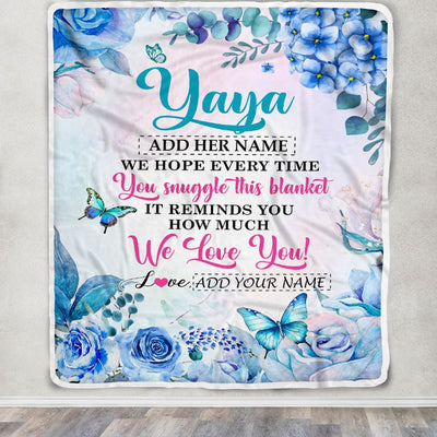 Personalized Yaya Blanket From Kids Floral Print We Love You Yaya Birthday Gifts Mothers Day Christmas Thanksgiving Customized Fleece Throw Blanket | teecentury