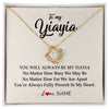 Love Knot Necklace 18K Yellow Gold Finish | Personalized Yiayia Necklace From Grandkids Granddaughter Grandson You're Always In My Heart Yiayia Birthday Mothers Day Customized Gift Box Message Card | teecentury