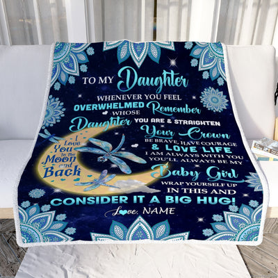 Personalized to My Daughter Blanket from Mom Dad Dragonfly Whenever You Feel Overwhelmed Remember Whose Daughter You are Birthday Christmas Fleece Blanket Blanket | Teecentury.com
