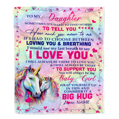Personalized to My Daughter Blanket from Mom Dad Sometimes It's Hard to Find Words to Say I Love You Horse Daughter Birthday Christmas Fleece Blanket Blanket | Teecentury.com