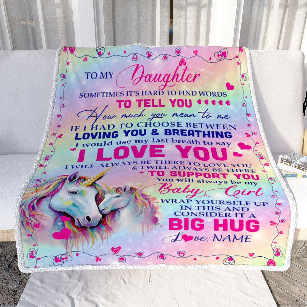 Personalized to My Daughter Blanket from Mom Dad Sometimes It's Hard to Find Words to Say I Love You Horse Daughter Birthday Christmas Fleece Blanket Blanket | Teecentury.com