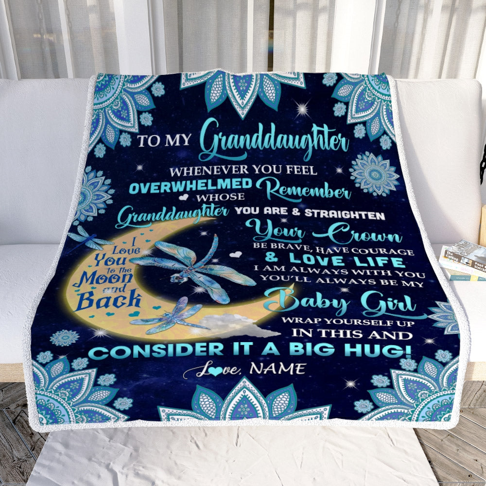 Personalized to My Granddaughter Blanket from Grandma Nana Dragonfly Whenever You Feel Overwhelmed Remember Whose You are Birthday Christmas Fleece Blanket Blanket | Teecentury.com