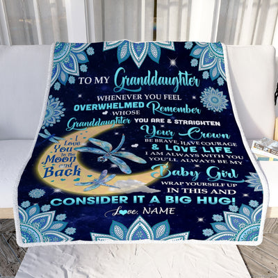 Personalized to My Granddaughter Blanket from Grandma Nana Dragonfly Whenever You Feel Overwhelmed Remember Whose You are Birthday Christmas Fleece Blanket Blanket | Teecentury.com