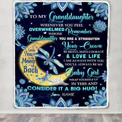Personalized to My Granddaughter Blanket from Grandma Nana Dragonfly Whenever You Feel Overwhelmed Remember Whose You are Birthday Christmas Fleece Blanket Blanket | Teecentury.com