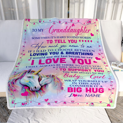 Personalized to My Granddaughter Blanket from Grandma Sometimes It's Hard to Find Words to Say I Love You Horse Birthday Christmas Customized Fleece Blanket Blanket | Teecentury.com