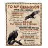 Personalized to My Grandson From Grandma Nana Mimi When Life's Troubles Try to Scare You Along The Way Eagle Grandson Birthday Christmas Fleece Blanket Blanket | Teecentury.com