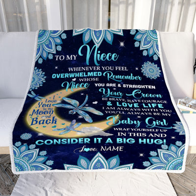 Personalized to My Niece Blanket from Aunt Auntie Dragonfly Whenever You Feel Overwhelmed Remember Whose Niece You are Birthday Christmas Fleece Blanket Blanket | Teecentury.com