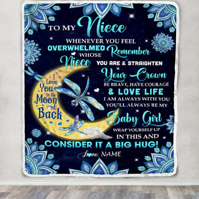 Personalized to My Niece Blanket from Aunt Auntie Dragonfly Whenever You Feel Overwhelmed Remember Whose Niece You are Birthday Christmas Fleece Blanket Blanket | Teecentury.com