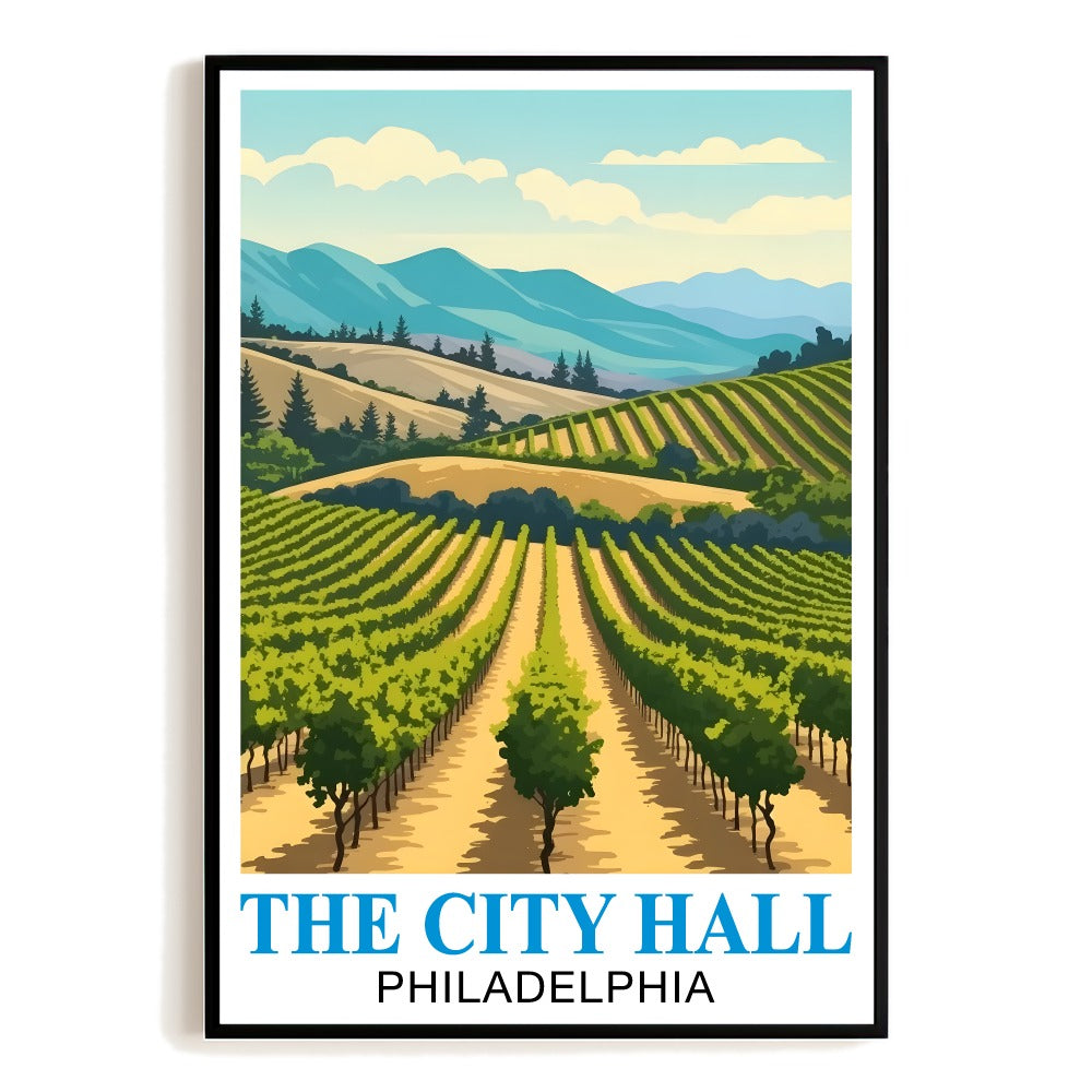 Philadelphia City Hall Vintage Travel Poster Architecture Watercolor Art Print Sunset Landscape Wall Decor For History Lovers Home Office Living Room Bedroom Unframed | teecentury