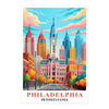 Philadelphia Travel Print Poster Retro Pennsylvania Souvenir Wall Art Landscape Painting Picture Suitable For Home Room Living Room Bedroom Aesthetic Decor Unframed | teecentury