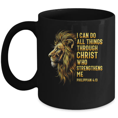 Philippians 4:13 Religious Lion Strengthens Christian Men Mug | teecentury