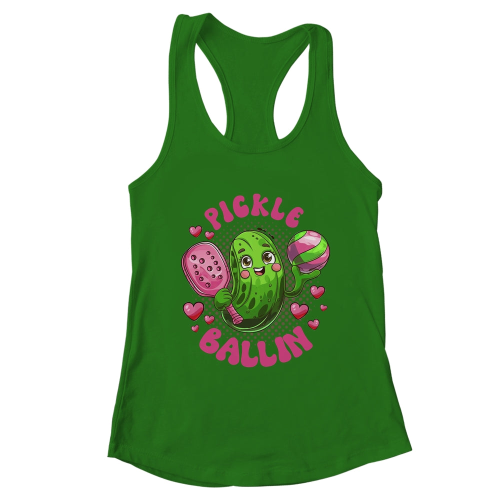 Pickle Ballin Cute Pickleball Women Girls Pickleball Lovers Shirt & Tank Top | teecentury