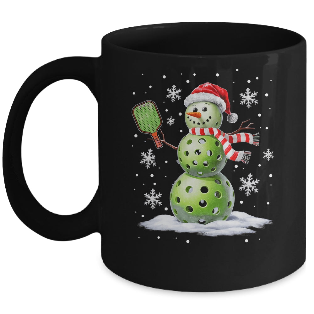 Pickleball Snowman Player Santa Hat Christmas Funny Xmas Mug | teecentury