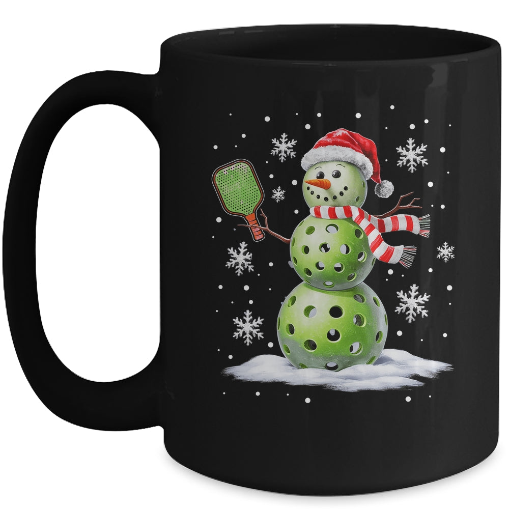 Pickleball Snowman Player Santa Hat Christmas Funny Xmas Mug | teecentury