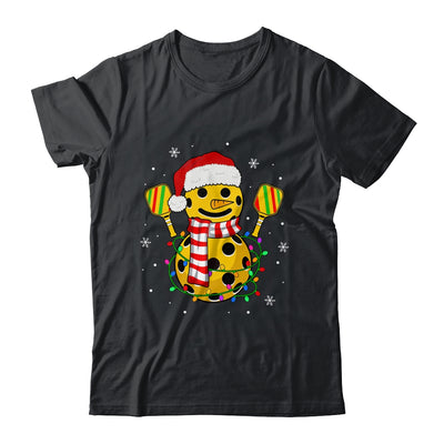 Pickleball Snowman Santa Hat Lights Christmas Pickleball Shirt & Sweatshirt | teecentury