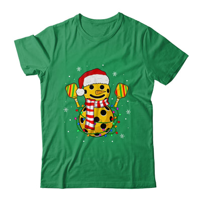 Pickleball Snowman Santa Hat Lights Christmas Pickleball Shirt & Sweatshirt | teecentury